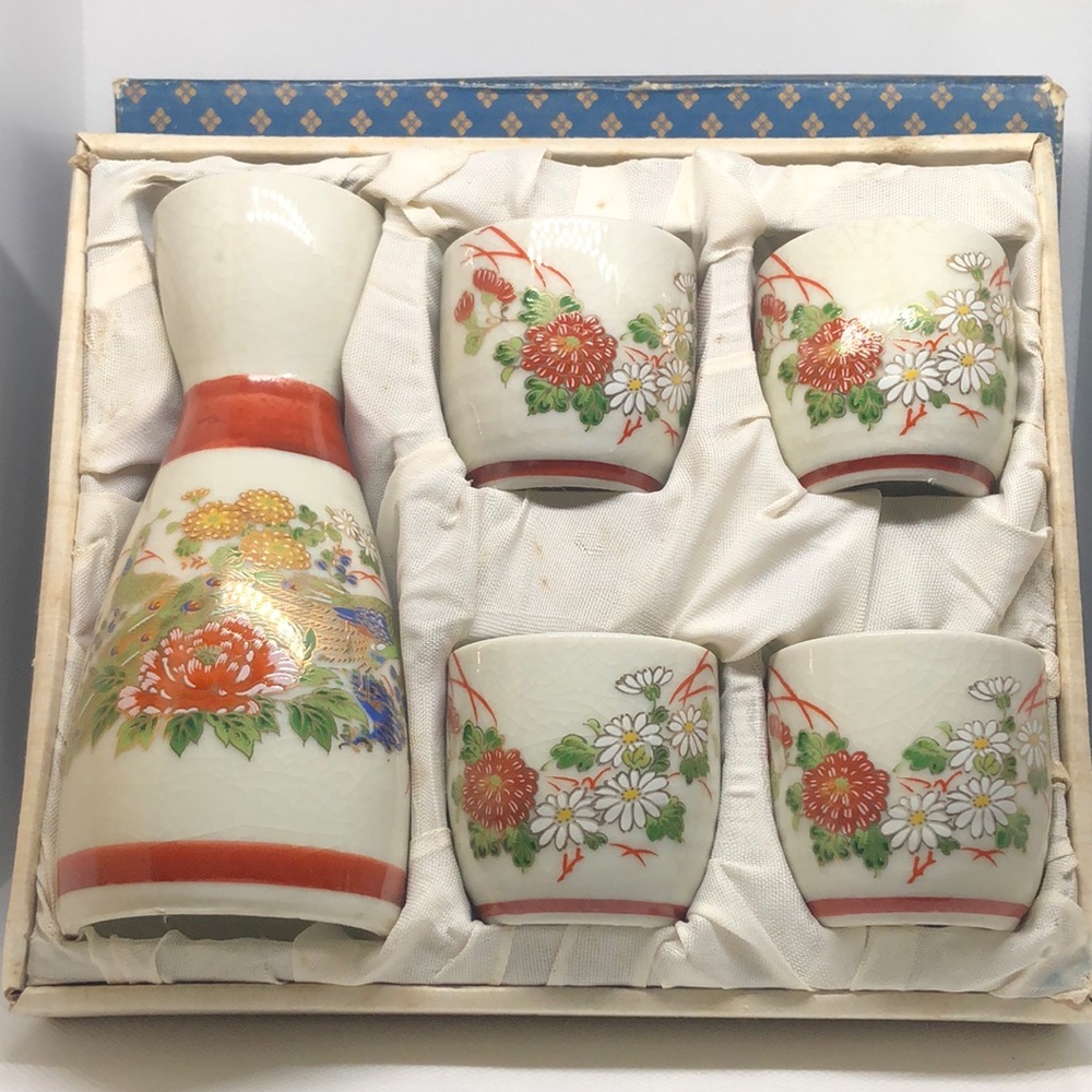 🇯🇵 🦚 Japan Asahi Sato / Gordon Collection Sake Drinking Set Peacock 🦚 🇯🇵
